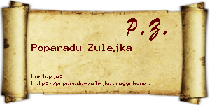 Poparadu Zulejka névjegykártya